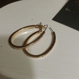 GUESS Gold diamond stone hoop earrrings